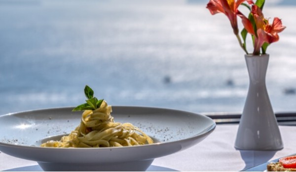 Delicious pasta offered from Nostos Apartments in Oia Santorini